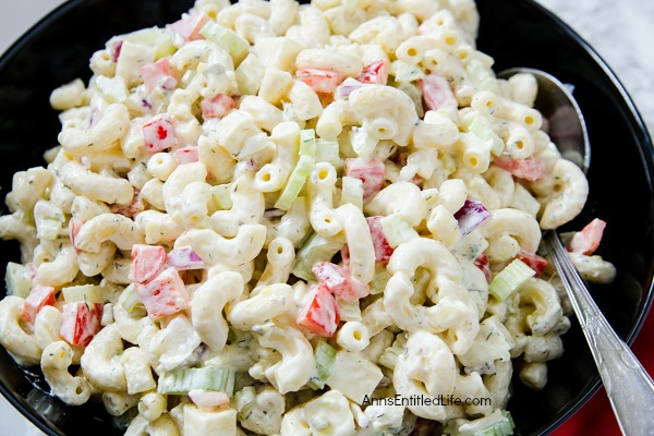 Herbed Cheese and Veggie Macaroni Salad Recipe. A new twist on an old favorite, this herbed cheese and vegetable recipe is simply delicious. An easy recipe to make, this summer side dish is a perfect accompaniment for backyard barbecues, picnics, lunches and evening meals.