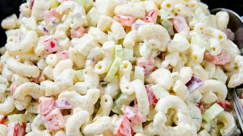 Herbed Cheese and Veggie Macaroni Salad Recipe. A new twist on an old favorite, this herbed cheese and vegetable recipe is simply delicious. An easy recipe to make, this summer side dish is a perfect accompaniment for backyard barbecues, picnics, lunches and evening meals.