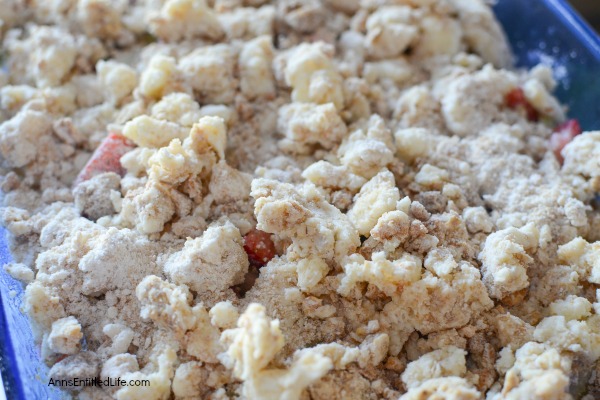 Strawberry Rhubarb Crisp Recipe. This updated, old time strawberry rhubarb crisp is simply delicious. The great sweet-tart taste of strawberries and rhubarb combined with a buttery good granola crumble topping makes for a dessert your entire family will enjoy!