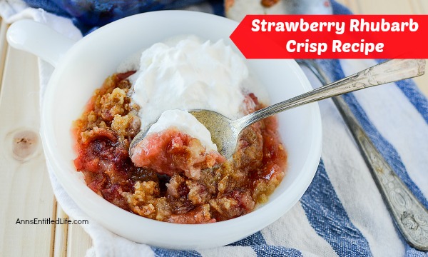 Strawberry Rhubarb Crisp Recipe. This updated, old time strawberry rhubarb crisp is simply delicious. The great sweet-tart taste of strawberries and rhubarb combined with a buttery good granola crumble topping makes for a dessert your entire family will enjoy!