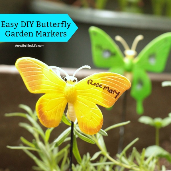 Easy DIY Butterfly Garden Markers. Simple to make garden markers to help you identify the fruits, vegetables, flowers, and herbs growing in your backyard or window garden. These are so easy to make, anyone can do it!