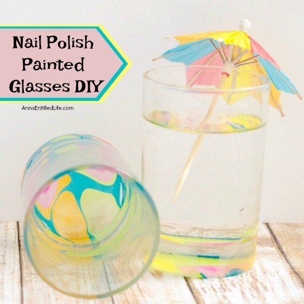 Nail Polish Painted Glasses DIY. These nail polish painted glasses are fun and easy to make. Since they are so unique, they make the perfect talking piece or a wonderful gift! Make a set and pair with a bottle of wine or liquor to give as a special birthday present, shower gift or housewarming gift! These interesting nail polish designs will be a popular gift with everyone.