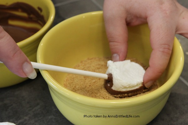 Easy S'mores Pops Recipe. You do not need a campfire to get the great taste of S'mores. Easy to make these delicious S'mores pops are made right in your kitchen in about 10 minutes. Great for parties and snacks, these fabulous S'mores Pops are a delightful treat the whole family will love!