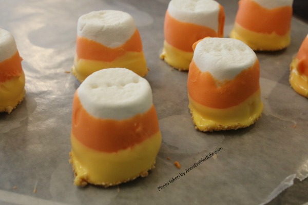 Easy Candy Corn S'mores Recipe. These are one of the easiest treats you can make. You do not need a campfire to get the great taste of S'mores. Make these delicious candy corn S'mores in your kitchen in about 10 minutes. Great for parties and snacks, these cute little candy corn s'mores are a simple sweet treat adults and children will love!