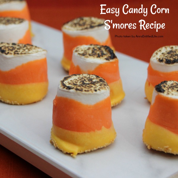 Easy Candy Corn S'mores Recipe. These are one of the easiest treats you can make. You do not need a campfire to get the great taste of S'mores. Make these delicious candy corn S'mores in your kitchen in about 10 minutes. Great for parties and snacks, these cute little candy corn s'mores are a simple sweet treat adults and children will love!