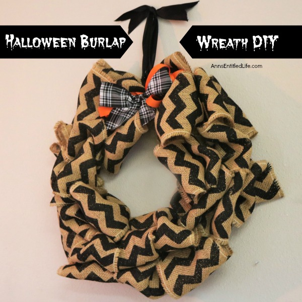 Halloween Burlap Wreath DIY. An easy to make Halloween wreath perfect to display over your fireplace, or on your front door.