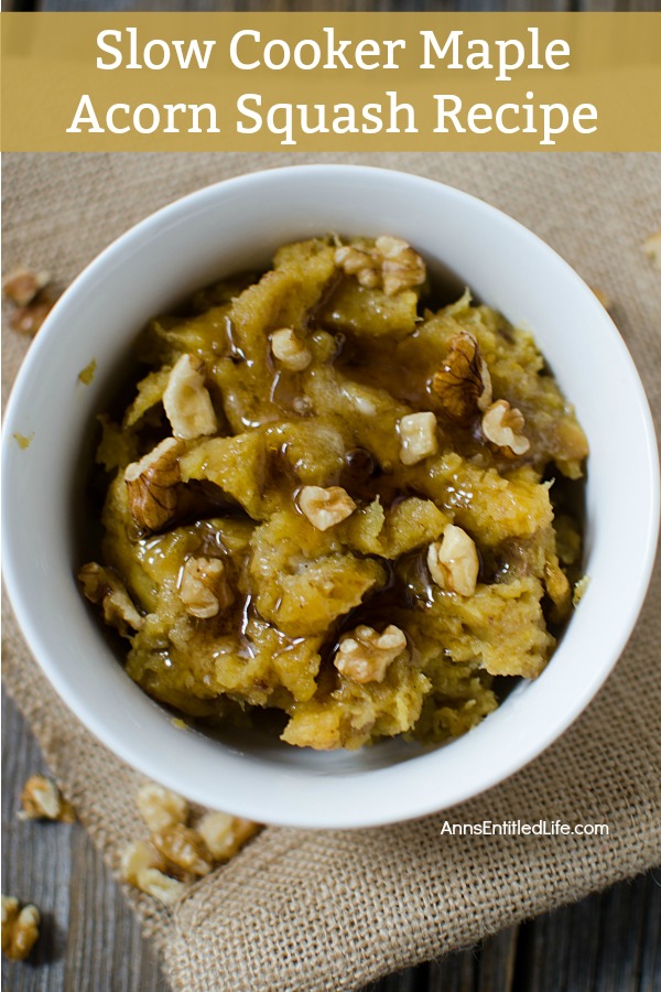 Slow Cooker Maple Acorn Squash Recipe. This slow cooker maple acorn squash recipe is the perfect fall side dish! Great as an accompaniment to pork, turkey and chicken entrees, this is one delicious, easy to make squash recipe your entire family will enjoy.