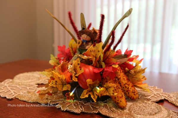 Dollar Store Craft: Lighted Thanksgiving Centerpiece. This lighted Thanksgiving centerpiece can be made with basics found at your local dollar store. If you are looking for an inexpensive, yet beautiful craft, you can make this lighted Thanksgiving centerpiece in about 30 minutes with these step-by-step instructions.