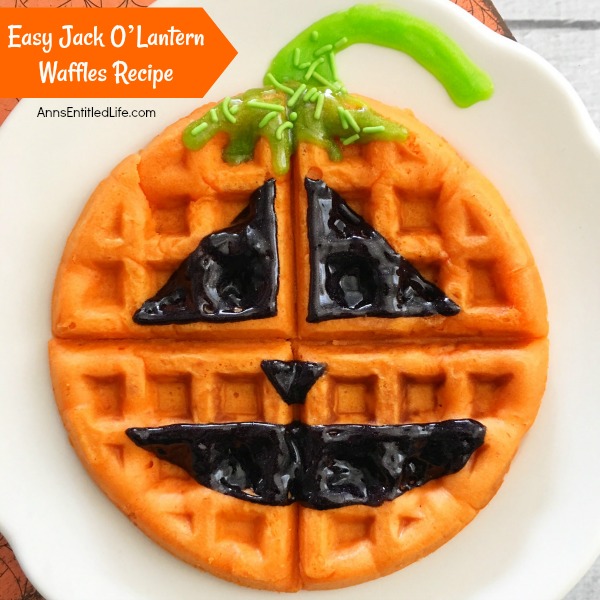 Jack-O'-Lantern Waffles Recipe. A fun fall breakfast, this Jack-O'-Lantern Waffles Recipe is easy to make and delicious! Your kids (and you) will start the day with a smile when you enjoy this sweet and charming morning repast.