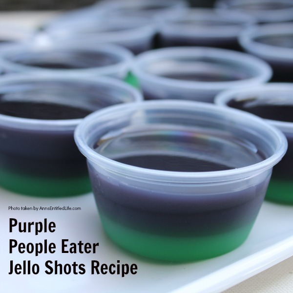 Purple People Eater Jello Shots Recipe. This Purple People Eater Jello Shot recipe is a taste of Halloween in a party shot! Simple to make, these Purple People Eater Jello Shots are great for parties, tailgating, and more!