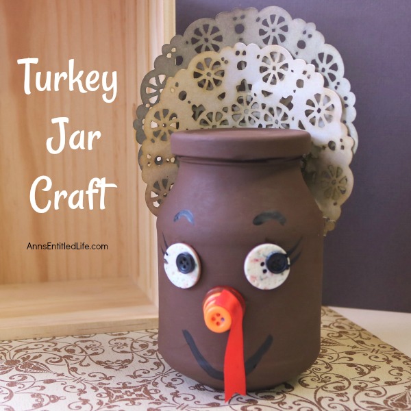 Thanksgiving Turkey Jar Craft. Make your own adorable Turkey jar craft. This easy step by step tutorial will show you how to easily make a turkey out of a condiment jar that is perfect for a centerpiece, mantel decor or table decorations this Thanksgiving! If you are looking for an easy to make Thanksgiving craft project, this is it!