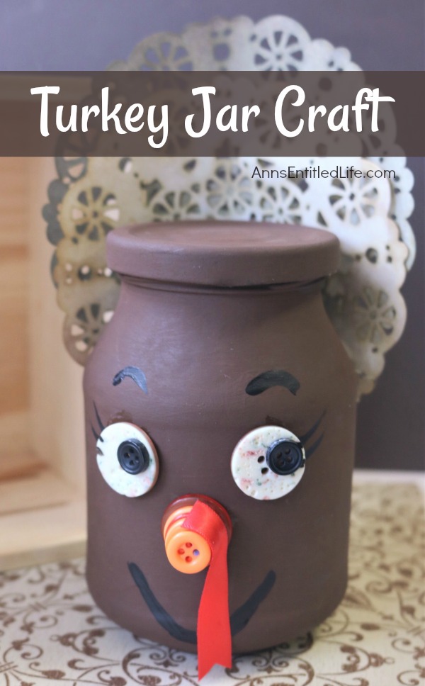 Thanksgiving Turkey Jar Craft. Make your own adorable Turkey jar craft. This easy step by step tutorial will show you how to easily make a turkey out of a condiment jar that is perfect for a centerpiece, mantel decor or table decorations this Thanksgiving! If you are looking for an easy to make Thanksgiving craft project, this is it!