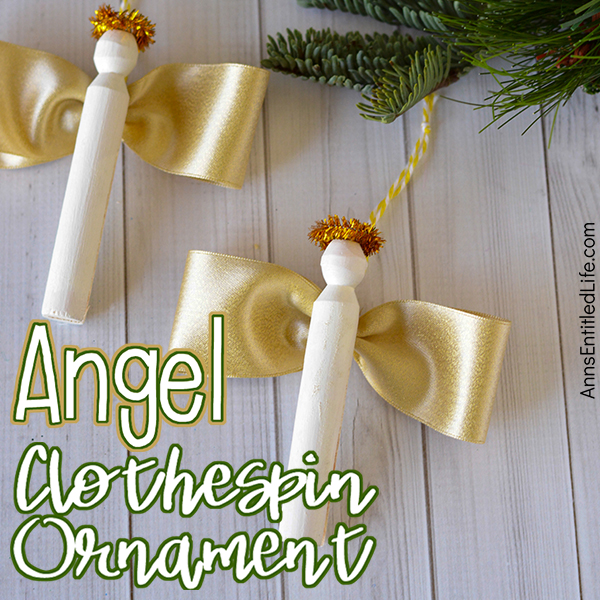 Angel Clothespin Ornament DIY. These simple to make angel ornaments are a whimsical, rustic craft nearly anyone can make. This fast craft can be customized to match your holiday decor. If you are looking for an easy to make ornament craft, this Angel Clothespin Ornament DIY is it!