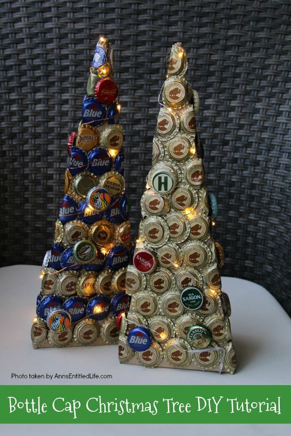 Bottle Cap Christmas Tree DIY Tutorial. Follow the step by step instructions in this Bottle Cap Christmas Tree DIY Tutorial to make a lighted bottle cap Christmas tree. Use your pop caps or beer caps to make this unique, and beautiful, holiday craft!