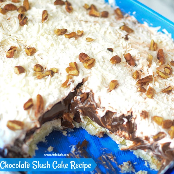 Chocolate Slush Cake Recipe. Rich, cool, creamy, and decadent, this chocolate slush cake is a great dessert to serve family and friends any time of the year. This is a delicious layered pudding cake that simply melts in your mouth.