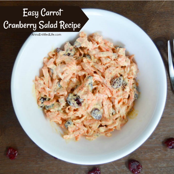 Easy Carrot Cranberry Salad Recipe. This is one of the easiest holiday salads you can make! When you are looking for a simple to make side dish to serve, give this wonderful Easy Carrot Cranberry Salad Recipe a try!