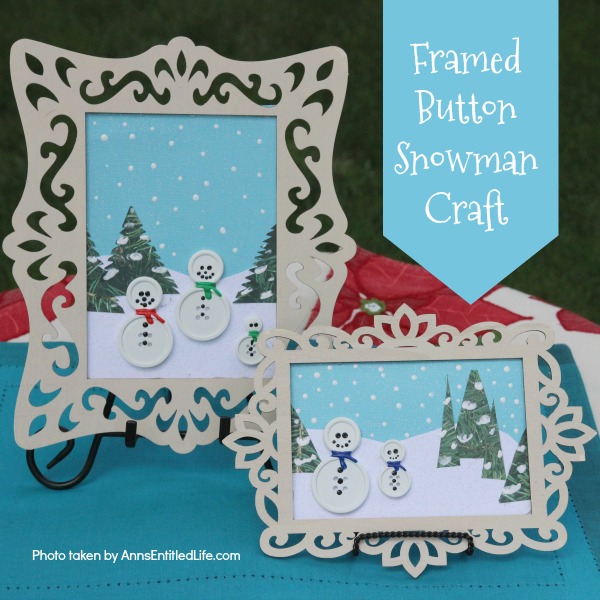 Framed Button Snowman Craft. These easy to make little button snowmen are adorable winter crafts that can be made in no time flat! These are great little winter frame decor. You can place them on an easel or hang them on a wall for display.