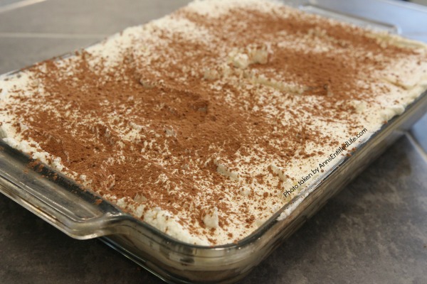 White Russian Tiramisu Cake Recipe. This no-egg, no-cooking, tiramisu recipe comes together quickly. It can be served immediately, or made the day before your special event or dinner. The melt-in-your mouth creamy, rich, coffee-cocoa goodness of this white Russian tiramisu will have your friends and family asking for seconds!