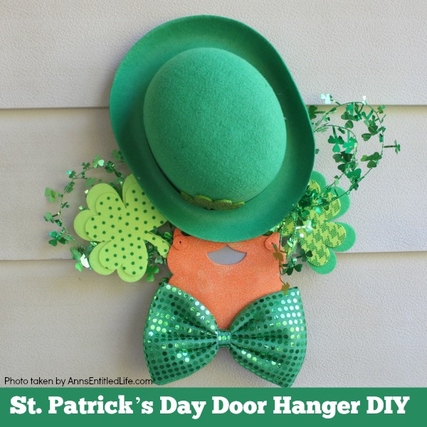 St. Patrick's Day Door Hanger DIY. Make your own St. Patty's Day door décor! This leprechaun inspired, easy DIY tutorial comes together quickly when you follow these step by step craft instructions. This St. Patrick’s Day Door Hanger DIY project is simply adorable!