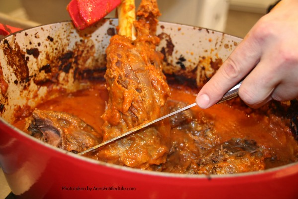 Venison Osso Buco Recipe (Braised Venison Shanks). This venison osso buco recipe uses venison shanks to make a tender, delicious meal! Serve over risotto, rice, or mashed potatoes and with braised vegetables for a perfect meal. As with so many tomato dishes, this osso buco tastes great the next day too! You can also freeze for later use. This is a wonderful make-ahead venison dish.