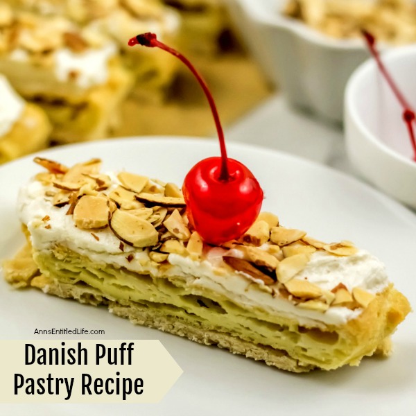 Danish Puff Pastry Recipe. This delicious Danish Puff Pastry Recipe is quite old; my Grandmother made it for as long as I can remember, and I have been making this Danish puff recipe for over 40 years.  This simple-to-make puff pastry recipe is a fantastic coffee Danish to serve friends and family for dinner, breakfast, or get-togethers.