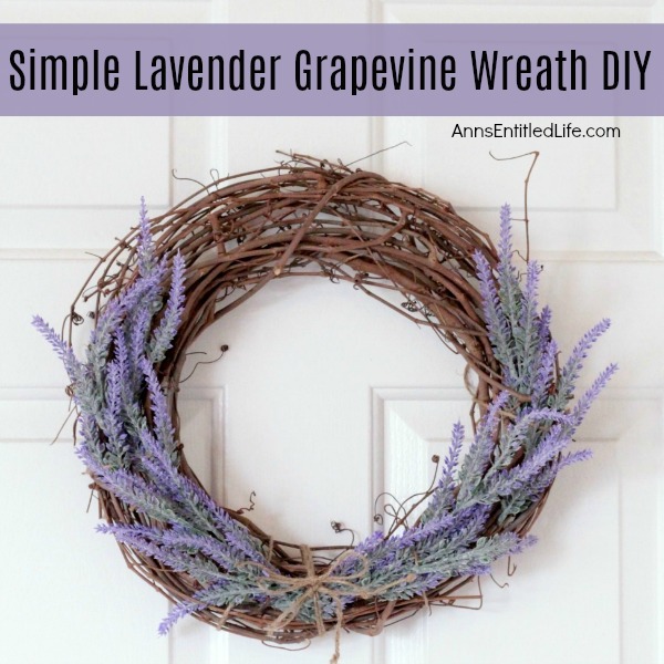 Simple Lavender Grapevine Wreath DIY. Encourage peace and relaxation in your home by making and using this scented lavender wreath. Easy to make, this simple lavender grapevine wreath comes together in about 15 minutes.