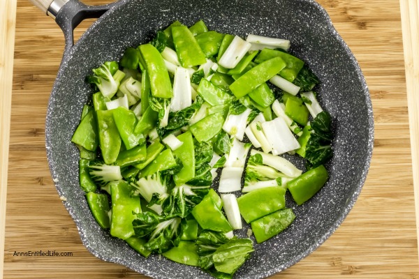 Bok Choy and Snow Peas Sauté Recipe. Fresh bok choy combined with tender, sweet snow peas to make fabulous use of fresh garden vegetables, in a quick and easy stir-fry vegetable side dish recipe. This is one simple to make, delicious stir-fry vegetable recipe. Yum!