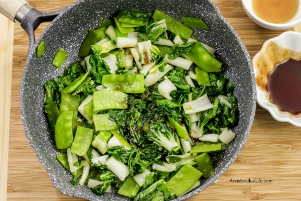 Bok Choy and Snow Peas Sauté Recipe. Fresh bok choy combined with tender, sweet snow peas to make fabulous use of fresh garden vegetables, in a quick and easy stir-fry vegetable side dish recipe. This is one simple to make, delicious stir-fry vegetable recipe. Yum!