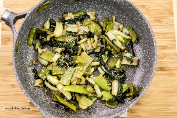 Bok Choy and Snow Peas Sauté Recipe. Fresh bok choy combined with tender, sweet snow peas to make fabulous use of fresh garden vegetables, in a quick and easy stir-fry vegetable side dish recipe. This is one simple to make, delicious stir-fry vegetable recipe. Yum!