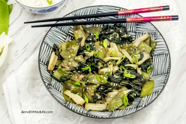 Bok Choy and Snow Peas Sauté Recipe. Fresh bok choy combined with tender, sweet snow peas to make fabulous use of fresh garden vegetables, in a quick and easy stir-fry vegetable side dish recipe. This is one simple to make, delicious stir-fry vegetable recipe. Yum!