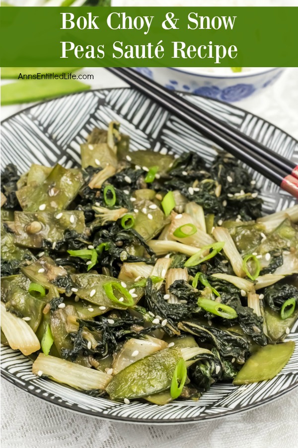 Bok Choy and Snow Peas Sauté Recipe. Fresh bok choy combined with tender, sweet snow peas to make fabulous use of fresh garden vegetables, in a quick and easy stir-fry vegetable side dish recipe. This is one simple to make, delicious stir-fry vegetable recipe. Yum!