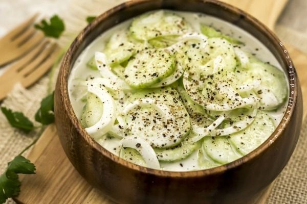 Creamy Cucumber Salad Recipe. Grandma's old-fashioned Creamy Cucumber Salad Recipe. Super easy to make, this is a delicious blend of cucumbers and onions in a sweet, creamy sauce is the perfect cucumber salad recipe!