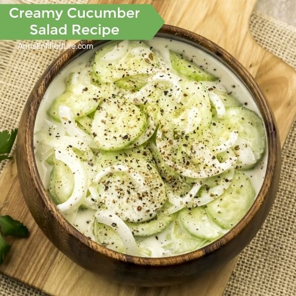 Creamy Cucumber Salad Recipe. Grandma's old-fashioned Creamy Cucumber Salad Recipe. Super easy to make, this is a delicious blend of cucumbers and onions in a sweet, creamy sauce is the perfect cucumber salad recipe!
