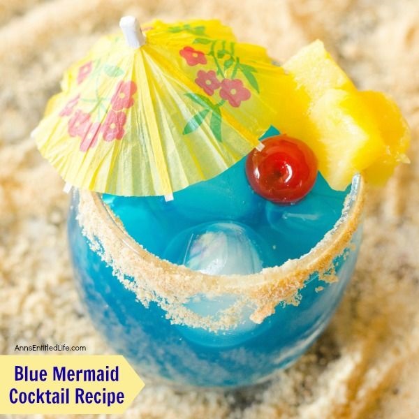 Blue Mermaid Cocktail Recipe. A tropical delight, this mermaid themed cocktail recipe might also be referred to as mermaid water! If you are looking for a tasty and delightful summertime fun cocktail recipe, give this fabulous blue mermaid cocktail a try. Yum!