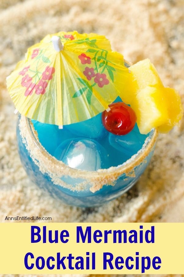 Blue Mermaid Cocktail Recipe. A tropical delight, this mermaid themed cocktail recipe might also be referred to as mermaid water! If you are looking for a tasty and delightful summertime fun cocktail recipe, give this fabulous blue mermaid cocktail a try. Yum!