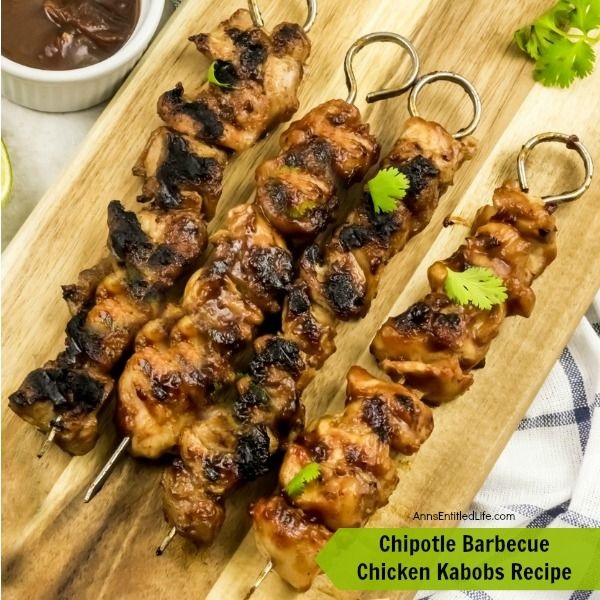 Chipotle Barbecue Chicken Kabobs Recipe. Kebabs, Kabobs, or Skewers - whatever you call this delicious Barbecue Chicken recipe it will soon become one of your favorite summer grilling recipes!  Simple to make, this mouthwatering Chipotle Barbecue Chicken Kabobs recipe also comes with instructions for grill pan, outdoor grill, and oven cooking methods. Spice up your dinner menu and give this fabulous recipe a try tonight!