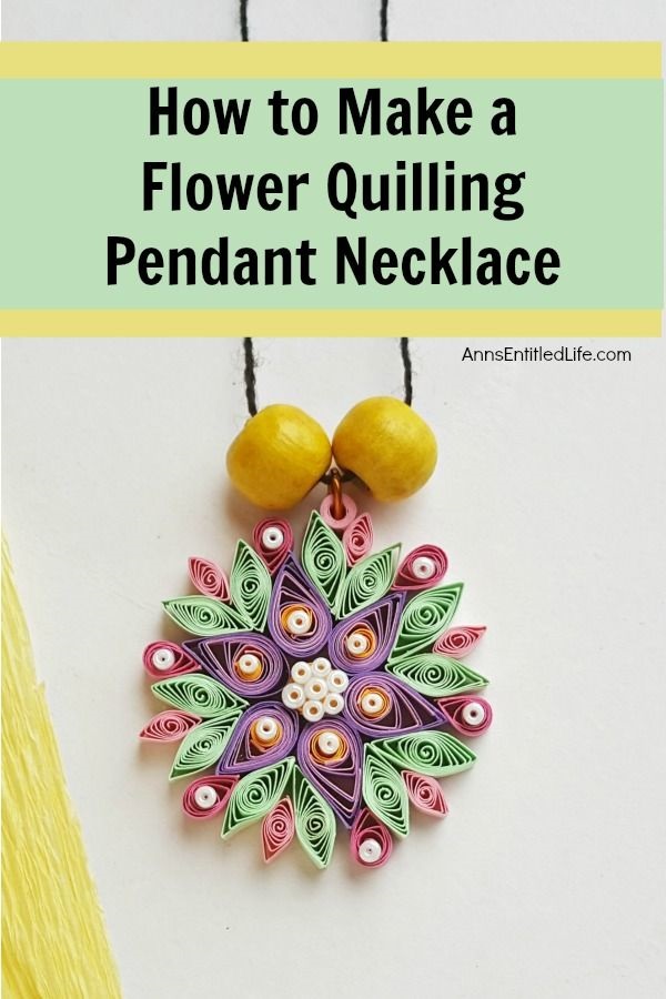 How to Make a Flower Quilling Pendant Necklace. Use these easy step by step instructions to make a beautiful flower pendant with quilling paper strips. This lovely pendant can be customized to any color to personalize your flower quilling pendant necklace to your exact taste. If you are interested in making quilling jewelry, start here!