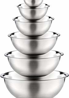 Stainless Steel Mixing Bowls by Finedine (Set of 6) Polished Mirror Finish Nesting Bowl, ¾ - 1.5-3 - 4-5 - 8 Quart - Cooking Supplies