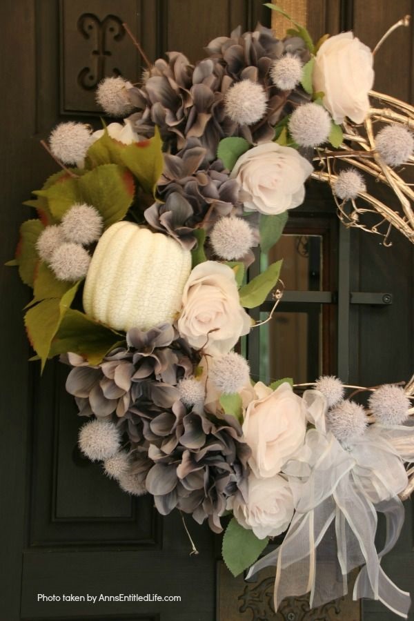 Shabby Chic Autumn Wreath. If you are a fan of shabby chic décor for your home, you are going to want to make this lovely shabby chic autumn wreath! Simple to make, the soft and understated colors are perfect shabby chic wall décor, or door décor.