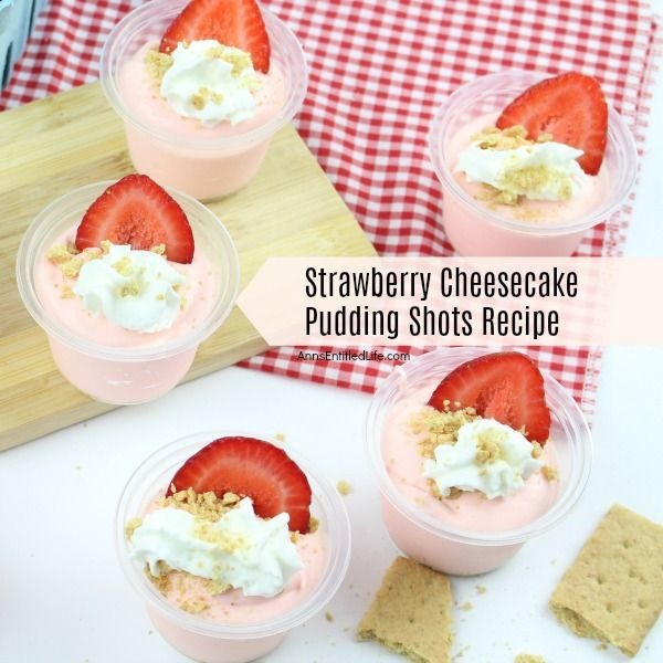 Strawberry Cheesecake Pudding Shots Recipe. If you would like tasty instructions on how to make pudding shots, start with this fabulous Strawberry Cheesecake Pudding Shots Recipe! These pudding shots taste just like a strawberry cheesecake. These smooth and yummy pudding shots are great to serve at parties, tailgating, and more!