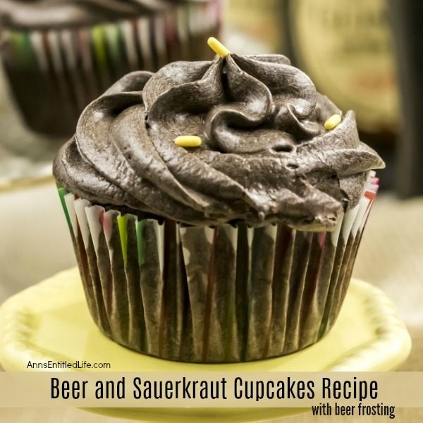 Beer and Sauerkraut Cupcakes Recipe. Sounds weird, tastes great!! This unusual chocolate cupcake is so, so good. The cocoa, beer, and sauerkraut combination makes for an exquisite pairing you have simply must try! Easy to make, this beer cupcake recipe is unique and fabulous.