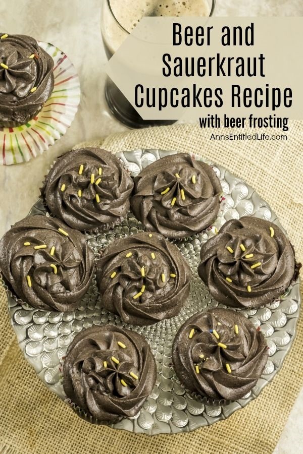 Beer and Sauerkraut Cupcakes Recipe. Sounds weird, tastes great!! This unusual chocolate cupcake is so, so good. The cocoa, beer, and sauerkraut combination makes for an exquisite pairing you have simply must try! Easy to make, this beer cupcake recipe is unique and fabulous.