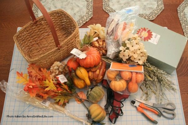 Homemade Bountiful Harvest Basket. Fall is traditionally harvest time. Bring a little of that bountiful harvest indoors with this beautiful fall decorating idea! This easy to make DIY fall decor piece makes a great fall centerpiece, side table decor, or even a floor decoration. Follow these step-by-step tutorial instructions for this beautiful, abundant fall harvest basket to add to autumn decorations.