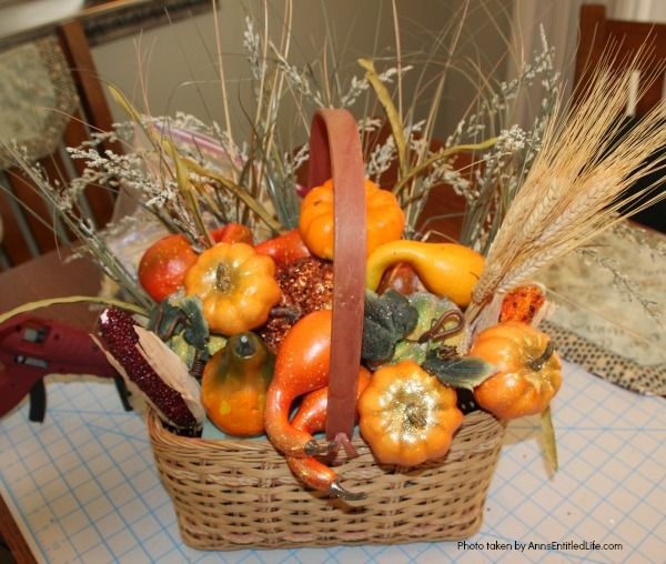 Homemade Bountiful Harvest Basket. Fall is traditionally harvest time. Bring a little of that bountiful harvest indoors with this beautiful fall decorating idea! This easy to make DIY fall decor piece makes a great fall centerpiece, side table decor, or even a floor decoration. Follow these step-by-step tutorial instructions for this beautiful, abundant fall harvest basket to add to autumn decorations.