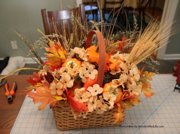 Homemade Bountiful Harvest Basket. Fall is traditionally harvest time. Bring a little of that bountiful harvest indoors with this beautiful fall decorating idea! This easy to make DIY fall decor piece makes a great fall centerpiece, side table decor, or even a floor decoration. Follow these step-by-step tutorial instructions for this beautiful, abundant fall harvest basket to add to autumn decorations.