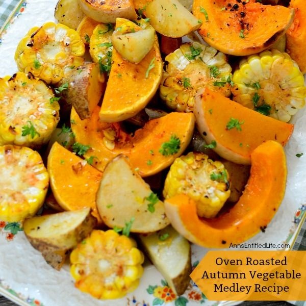 Oven Roasted Autumn Vegetable Medley Recipe. This terrific sheet pan oven roasted autumn vegetable medley recipe makes great use of in-season fall vegetables. Easy to make, this sheet pan veggie recipe is the perfect side dish for pork, chicken, turkey, and more! Your family will love this delicious roasted vegetable medley recipe. Yum!