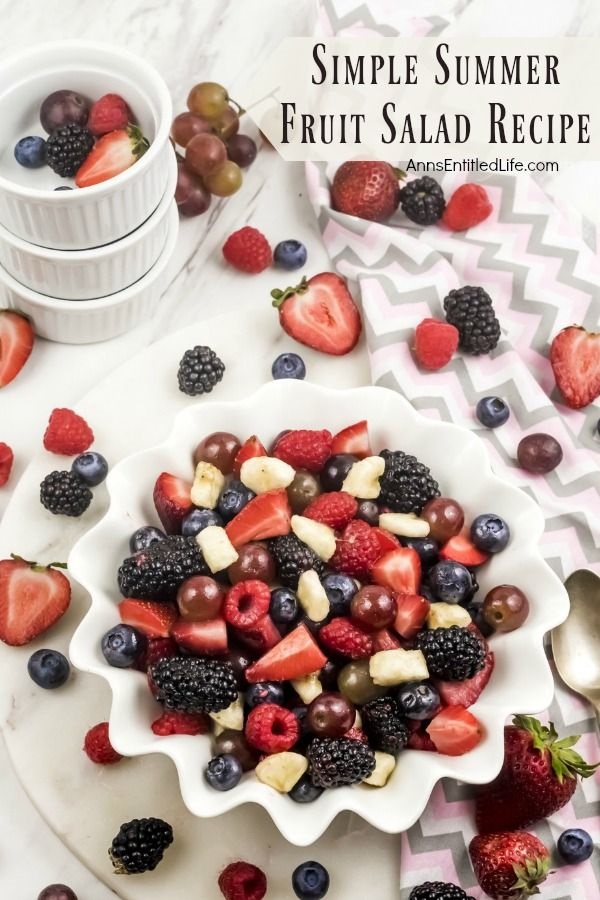 Simple Summer Fruit Salad Recipe. If you like fresh fruit - and who doesn't!? - you will love this simple summer fruit salad recipe. Easy to make, it comes together quickly and tastes fantastic. The 