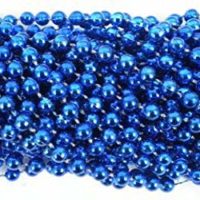 33 inch 07mm Round Metallic Royal Blue Mardi Gras Beads - 6 Dozen (72 necklaces)