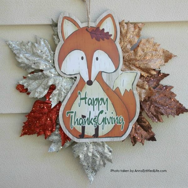 Dollar Store Craft: Easy Thanksgiving Door Hanger DIY. An inexpensive, festive, Thanksgiving door craft perfect for side doors, classroom doors, or anywhere where a flat door hanger is needed.