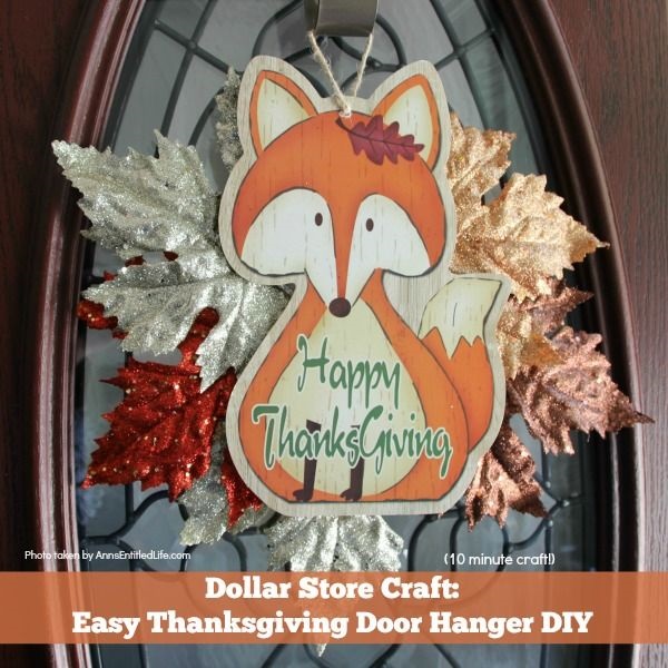 Dollar Store Craft: Easy Thanksgiving Door Hanger DIY. An inexpensive, festive, Thanksgiving door craft perfect for side doors, classroom doors, or anywhere where a flat door hanger is needed.